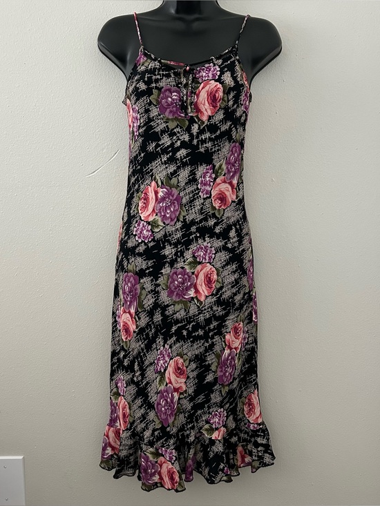 Her Style Dresses & Skirts - VTG 90s Floral Beaded Bias Cut Midi Slip Dress L Whimsigoth Fairy Grunge Roses